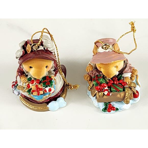Ganz Mini Mouse Mice Tree Ornament Little Cheese 2" Resin 90s Figurine x2 Vtg - Picture 11 of 14